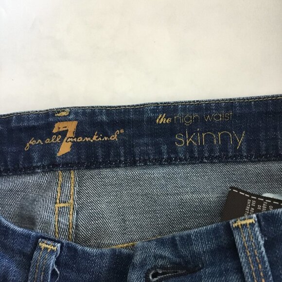 7 For All Mankind Jeans Women's Size 25 Skinny High Waist Medium Wash Stretchy - Picture 5 of 9
